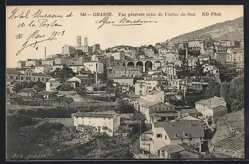 AK Grasse, Vue générale prise du Viaduc du Sud