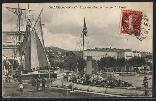 AK Golfe-Juan, Un Coin du Port et vue de la Plage