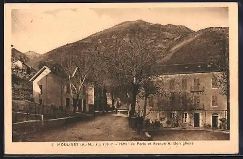 AK Moulinet, Hôtel de Paris et Avenue A. Borriglione