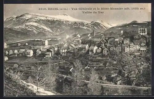 AK Beuil, Vue générale et le Mont-Monnier (alt. 1452 m), Vallée du Var