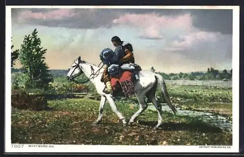 AK Westward Ho, Indianer zu Pferd