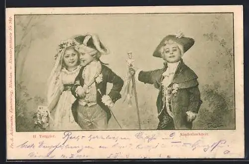 Künstler-AK Hermann Torggler: Kinder feiern Hochzeit
