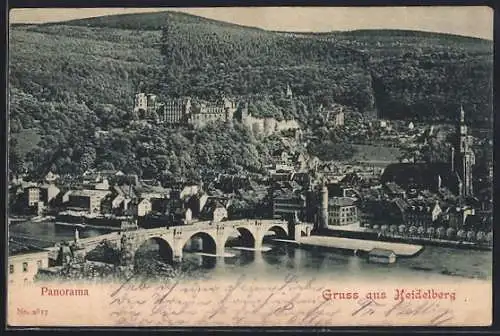 AK Heidelberg / Neckar, Flusspartie mit Brücke
