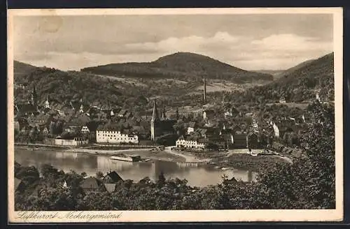 AK Neckargemünd, Blick auf den Ort mit Flusspartie