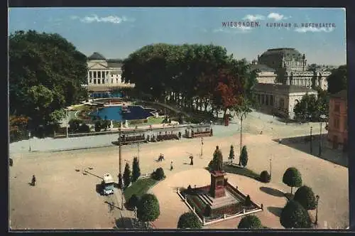 AK Wiesbaden, Kurhaus u. Hoftheater