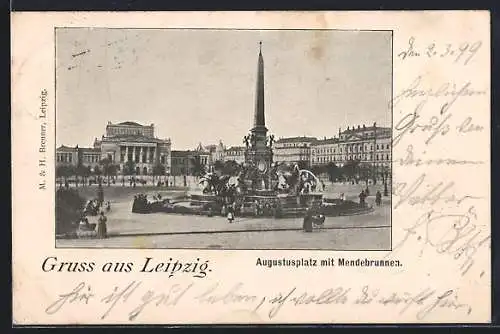 AK Leipzig, Augustusplatz mit Mendebrunnen