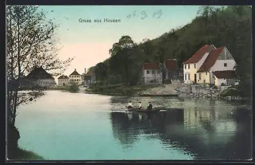 AK Hausen / Mainthal, Ortspartie am Wasser