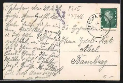 AK Iphofen, Innenansicht der Stadtkirche