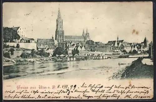 AK Ulm a. D., Flusspartie mit Blick auf die Kirche