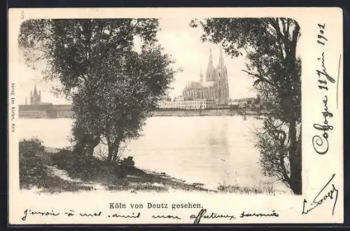 AK Köln, Dom von Deutz gesehen