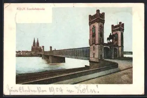 AK Köln, Partie an der Eisenbahnbrücke