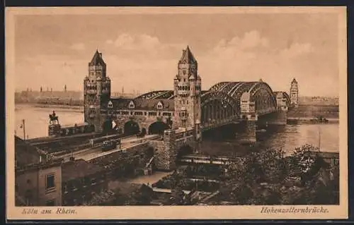 AK Köln / Rhein, Hohenzollernbrücke aus der Vogelschau