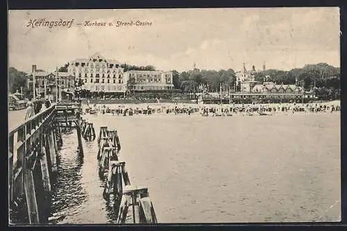 AK Heringsdorf / Ostseebad, Blick auf das Kurhaus, Strand-Casino und den Badestrand
