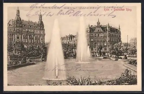 AK Köln-Neustadt, Deutscher Ring mit Springbrunnen
