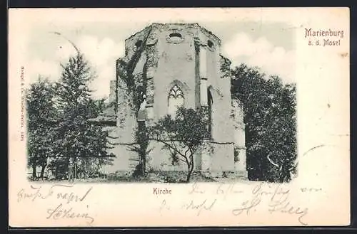 AK Marienburg a. d. Mosel, Ruine der Kirche