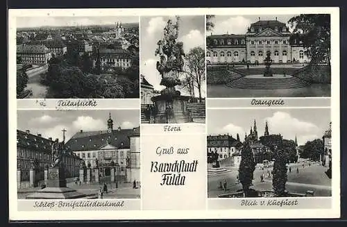 AK Fulda, Orangerie, Schloss-Bonifatiusdenkmal, Blick v. Kurfürst