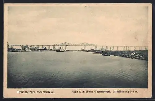 AK Rendsburg, Hochbrücke mit Flusspartie