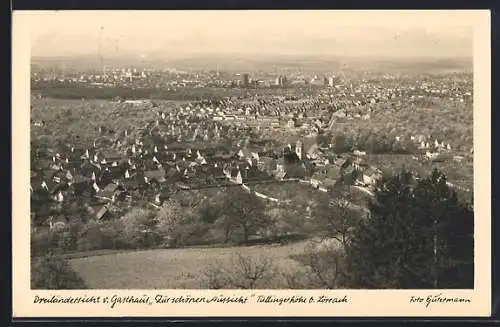 AK Lörrach, Dreiländersicht vom Gasthaus Zur Schönen Aussicht, Tüllingerhöhe