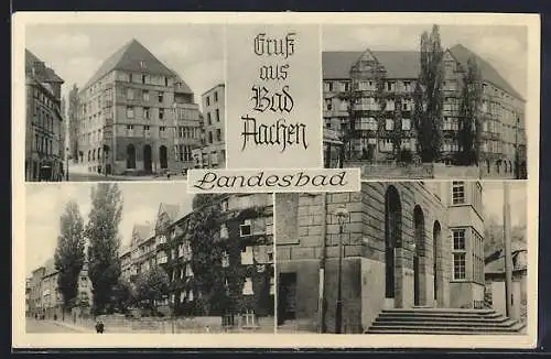 AK Aachen, verschiedene Ansichten des Landesbades von aussen