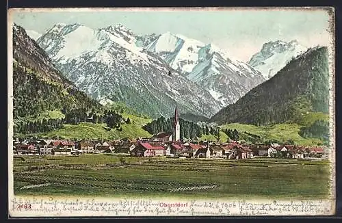 AK Oberstdorf, Teilansicht mit Kirche