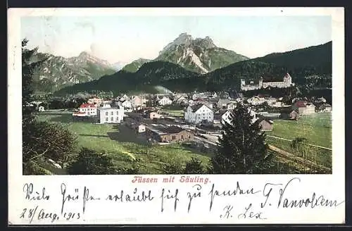 AK Füssen, Gesamtansicht mit Säuling