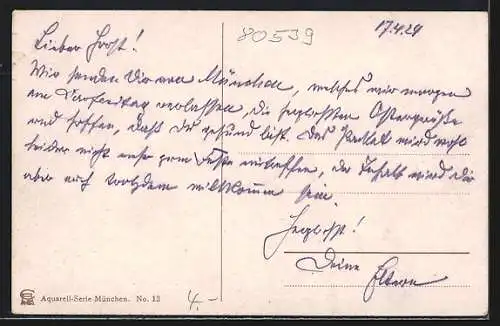 Künstler-AK Richard Wagner: München, Blick zum Ort vom Maximilianeum