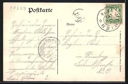 AK Schloss Herrenchiemsee, Parkanlagen mit Figuren