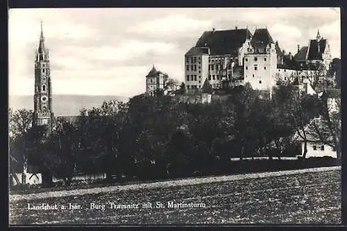 AK Landshut, Burg Trausnitz mit St. Martinsturm