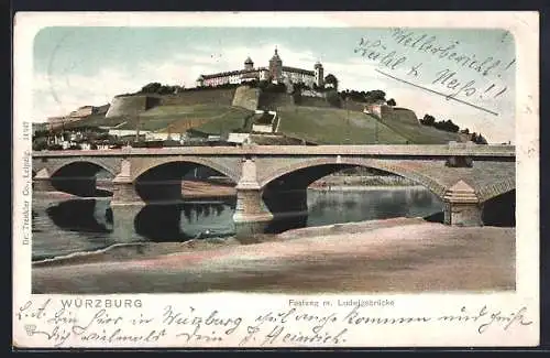 AK Würzburg, Festung mit Ludwigsbrücke