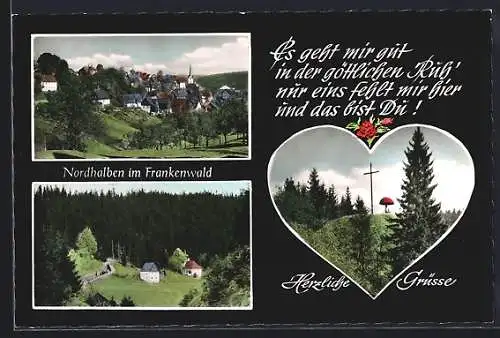 AK Nordhalben im Frankenwald, Teilansicht vom Ortsrand