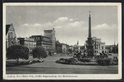 AK Leipzig, Karl-Marx-Platz mit Mendebrunnen