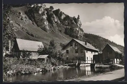 AK Pottenstein /Fränk. Schweiz, An der Mühle im oberen Püttlachtal