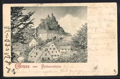 AK Hohenstein / Hersbruck, Ortsansicht mit Burgruine