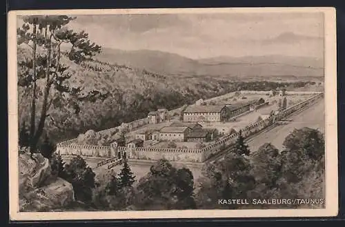 AK Saalburg / Taunus, Blick über das Römer-Kastell