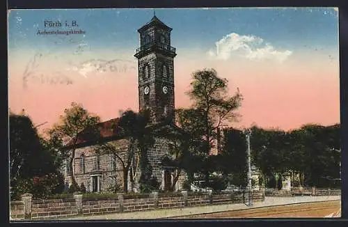 AK Fürth i. B., Partie an der Auferstehungskirche
