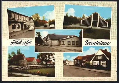 AK Tetenhusen über Rendsburg, Geschäft, Kirche und Strassenpartien