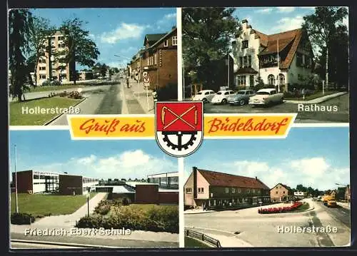 AK Büdelsdorf, Hollerstrasse, Rathaus, Friedrich Ebert-Schule