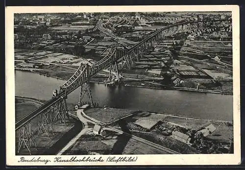 AK Rendsburg, Fliegeraufnahme der Kanalhochbrücke