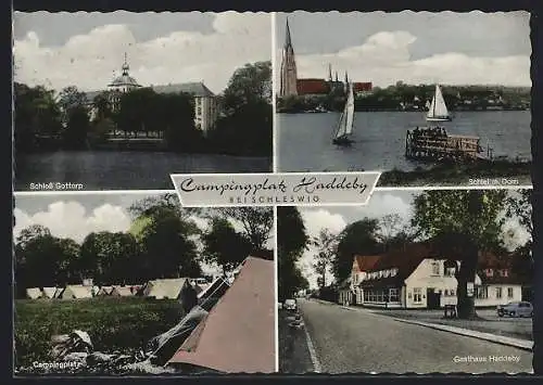 AK Haddeby, Schloss Gottorp, Gasthaus Haddeby, Campingplatz, Schlei mit Dom