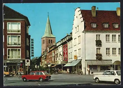 AK Dorsten, Recklinghäuser Strasse und Agathakirche