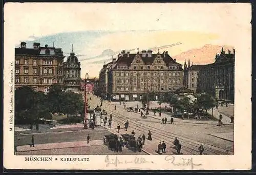 Lithographie München, Der belebte Karlsplatz