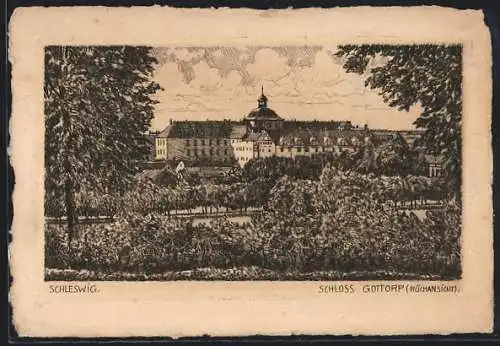 Künstler-AK Schleswig, Hinteransicht vom Schloss Gottorp