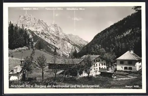 AK Weissbach bei Lofer, Hirschbichl, Übergang vom Berchtesgadner Land ins Salzburgerland