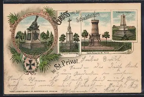 Lithographie St. Privat, Kais. Augusta Garde-Gren-Regt, Garde-Korps, 4. Garde-Regmt.