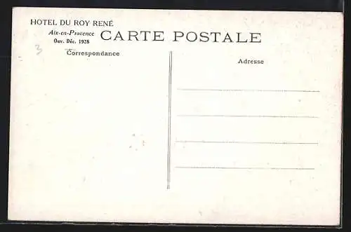 AK Aix-en-Provence, Hôtel du Roy René avec jardin et allée circulaire