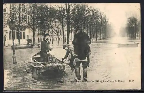 AK Paris, Inondations de 1910, Le Cours la Reine, Strassenpartie bei Hochwasser