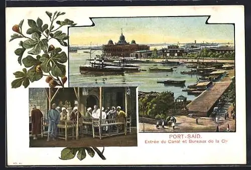 AK Port-Said, Entrée du Canal et Bureaux de la Cie.