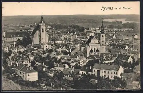 AK Krems a. d. Donau, Teilansicht mit Kirche