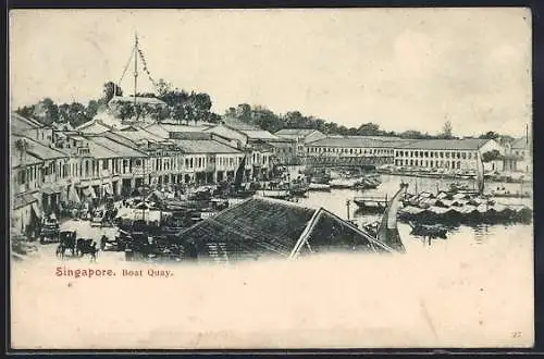 AK Singapore / Singapur, Boat Quay, Bootshafen