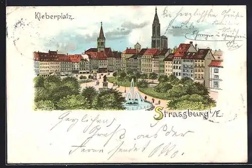 Lithographie Strasbourg, Kleberplatz, Vue d`ensemble